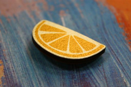 Деревянный значок Долька апельсина