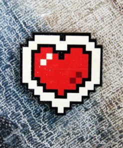 Деревянный значок Сердечко пиксель арт